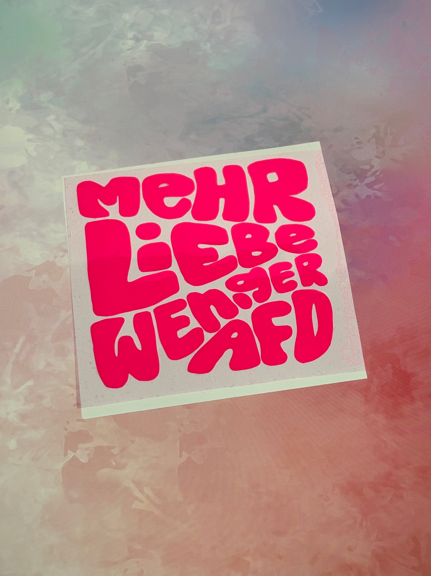 Bügelbild „ mehr Liebe weniger AFD“